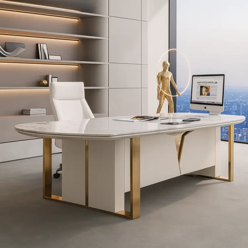 Livora One CORE エグゼクティブデスク セラミック 社長室 デザイン おしゃれ モダン 高級 デザイナー CEO　ホワイト
