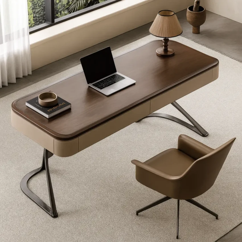 Livora One CORE エグゼクティブデスク セラミック 社長室 デザイン 高級 デザイナー CEO おしゃれ ブラウン　ウォールナット　天然木 無垢